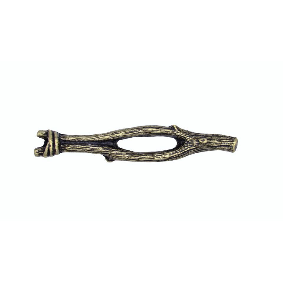 Rustic large twigs cabinet pulls in Brass