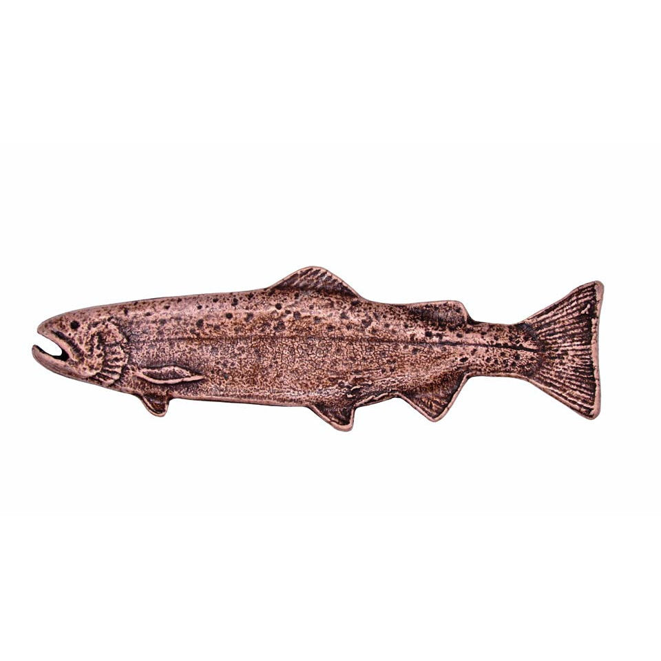 Rustic long trout cabinet pulls facing left in  Copper