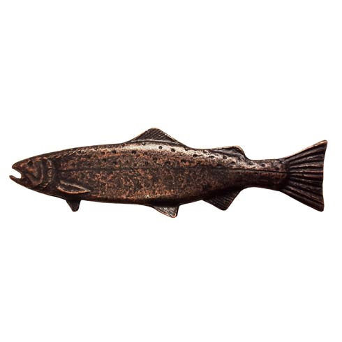 Rustic long trout cabinet pulls facing left in oil-rubbed bronze