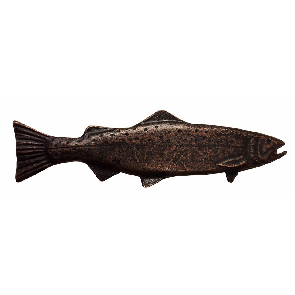 Rustic long trout cabinet pulls facing right in oil-rubbed bronze