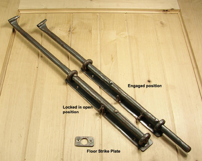 Rustic Cane Bolt "fish tail" handle  (includes flat strike plate) - Wild West Hardware
