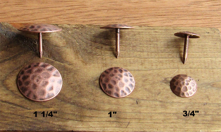 ROUND Clavos, Timeworn, distressed, hammered look, antique copper finish - Wild West Hardware