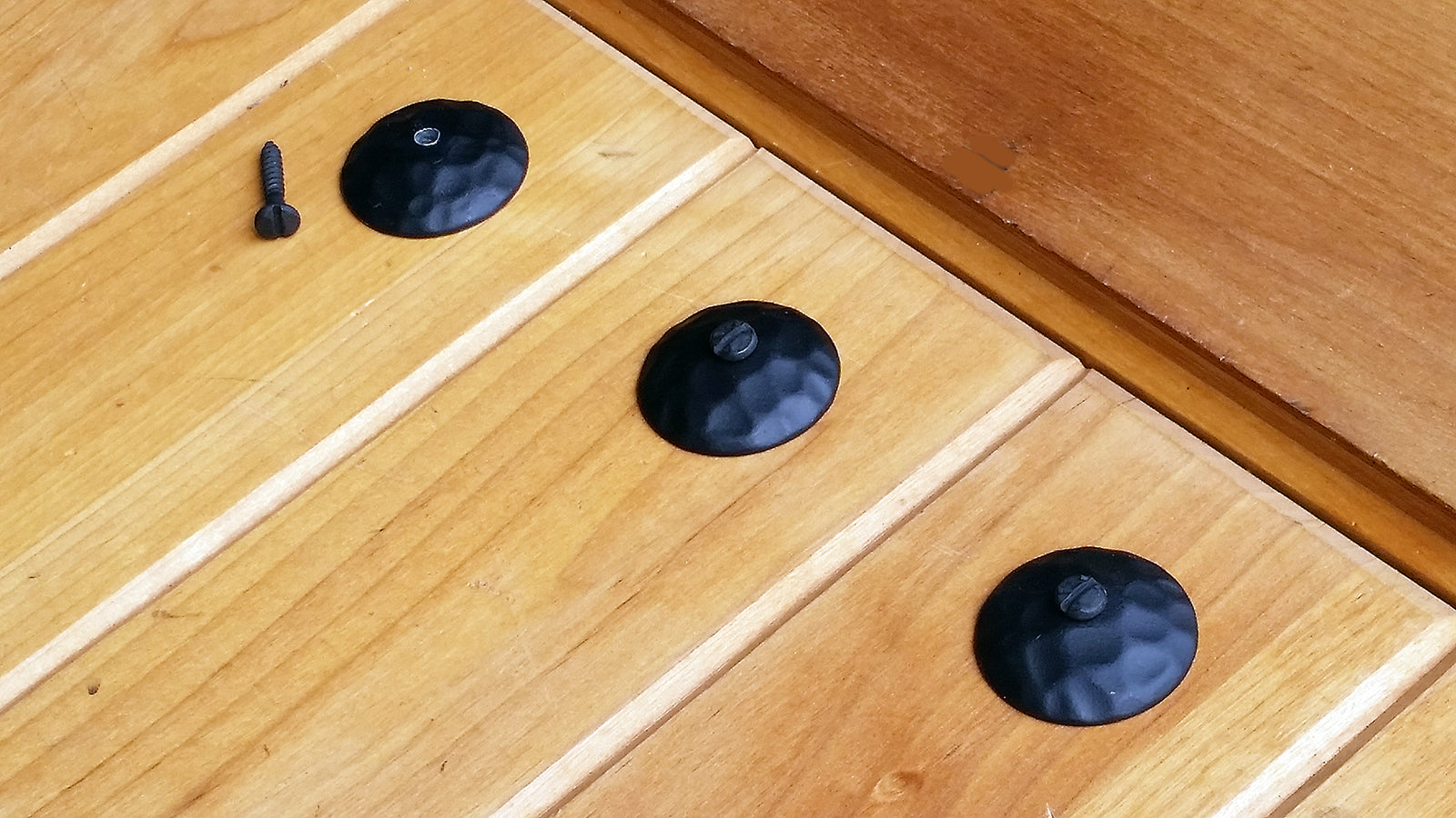 Screw on Clavos, Round, Hammered - Distressed, Premium Grade, 1 1/2 Inch Diameter, Matte Black Finish, (Special Multi-Pack Sale) - Wild West Hardware