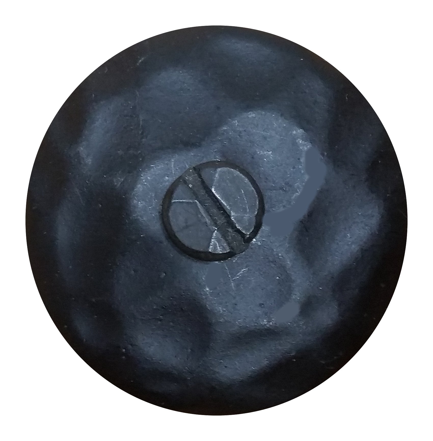 Clavos, Round, Hammered - Distressed, Premium Grade, 1 1/2 Inch Diameter, Matte Black Finish - Front View - Wild West Hardware