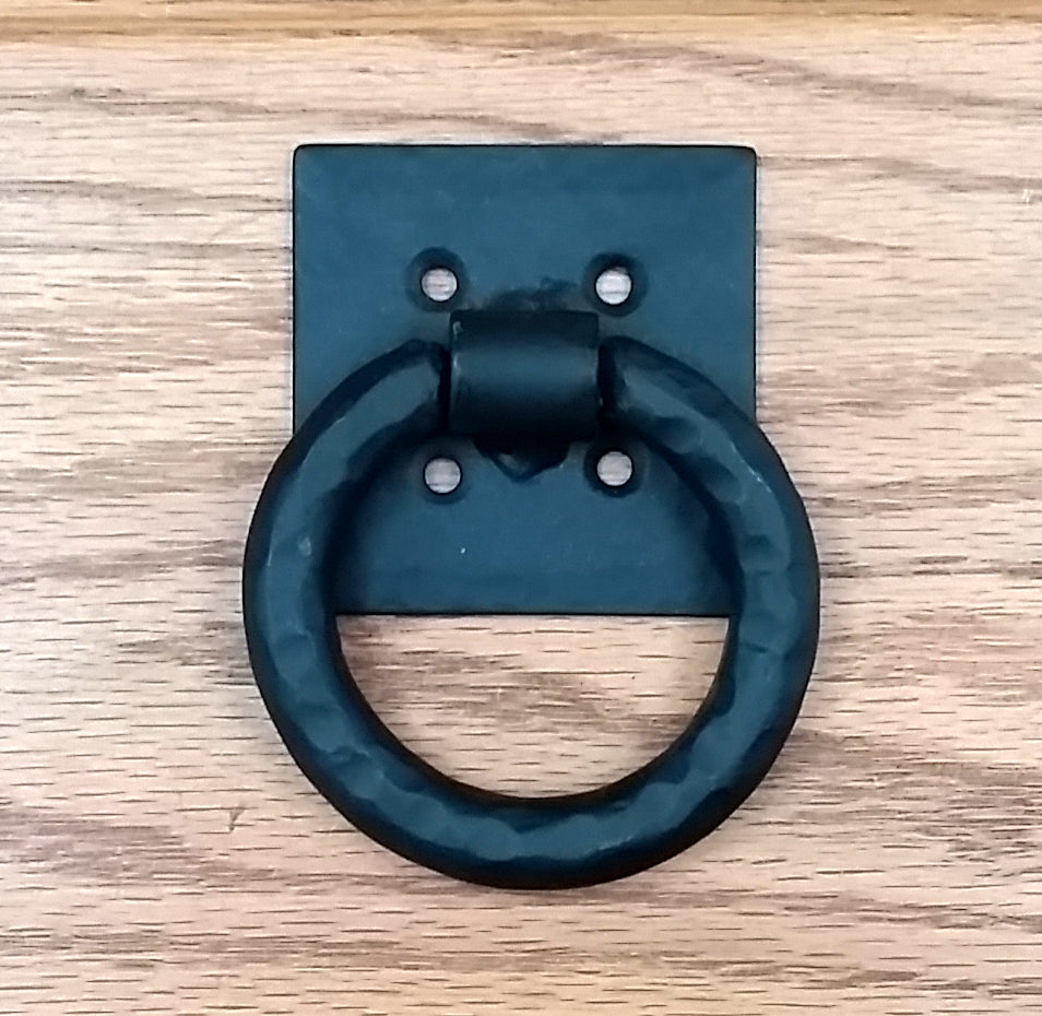 Ring Pull, hammered and Distressed 3" ring with hammered back plate - Wild West Hardware