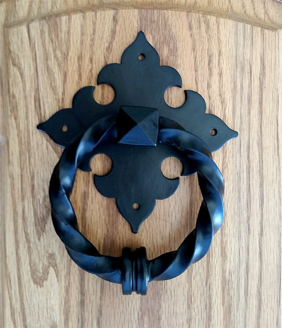Twisted Ring Door Knocker with FDL Backplate - Wild West Hardware