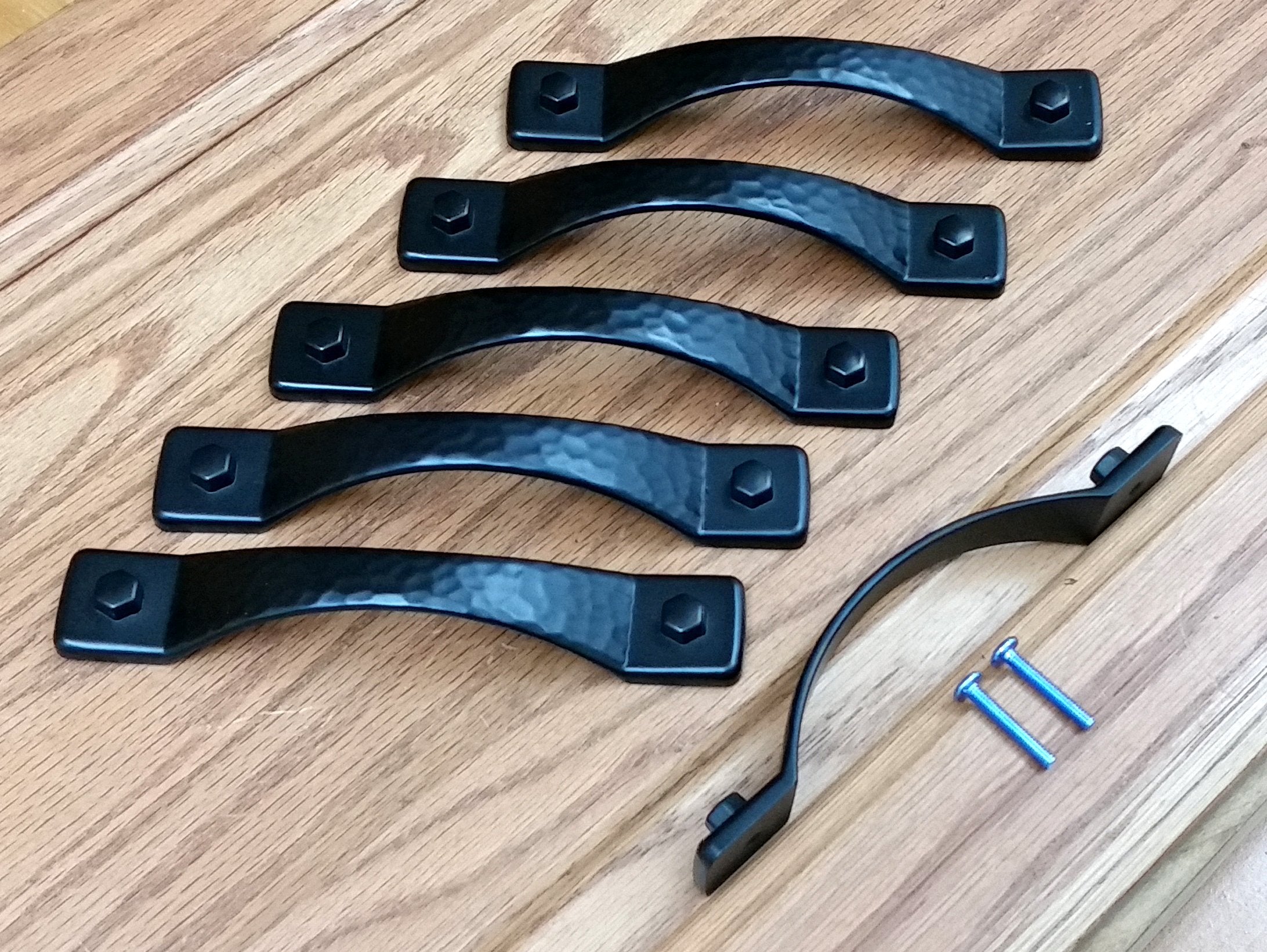 Rustic Hammered Drawer Pull, Matte Black finish - Wild West Hardware