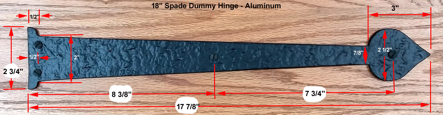 Premium Spade Decorative Hinges- with dimensions-Solid Aluminum - Wild West Hardware