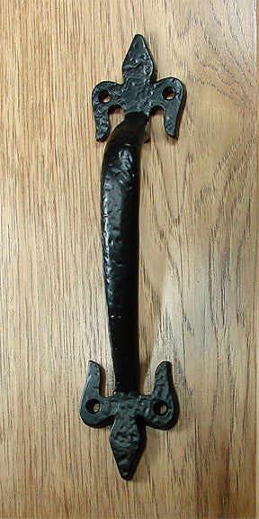 Fleur de Lis Door Pull #2 -  Black Powder Coat finish - Wild West Hardware
