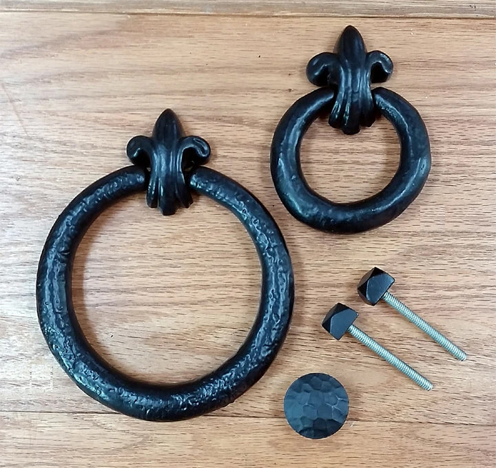 Door Knockers / Ring Pulls - Fluer de Lis styling - (2 sizes) - Wild West Hardware