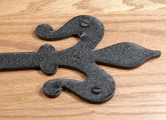 Fleur de Lis Style Dummy (faux) Hinge Solid Aluminum (includes rustic head mounting screws) - Wild West Hardware