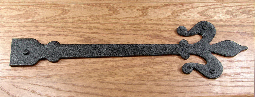 Fleur de Lis Style Dummy (faux) Hinge Solid Aluminum (includes rustic head mounting screws) - Wild West Hardware