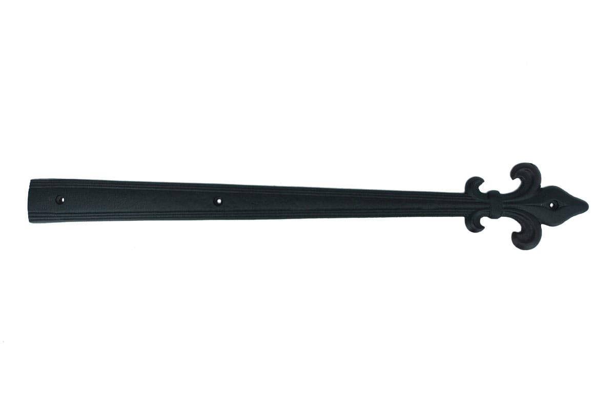 Faux Strap Hinge for Shutters - Orleans - Fleur-de-lis Tip - 17-1/2" Inch - Cast Aluminum - Multiple Finishes Available - Sold Individually