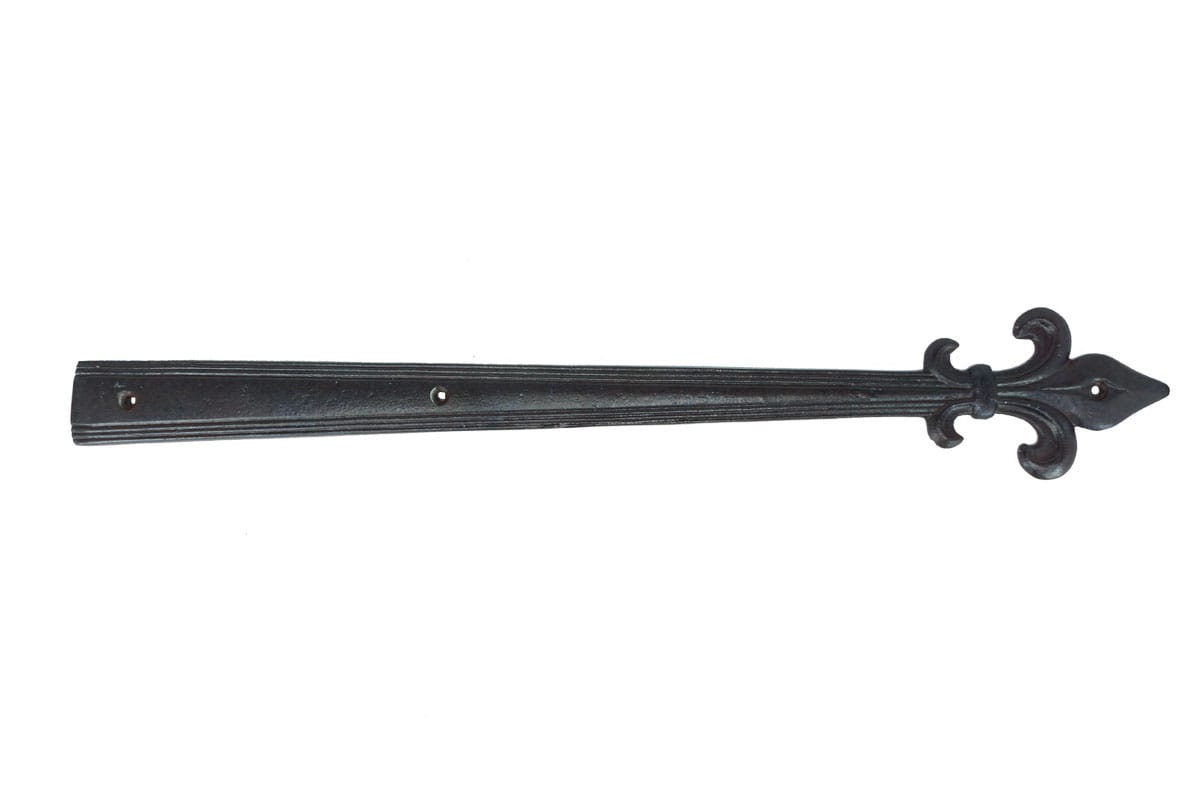 Faux Strap Hinge for Shutters - Orleans - Fleur-de-lis Tip - 17-1/2" Inch - Cast Aluminum - Multiple Finishes Available - Sold Individually