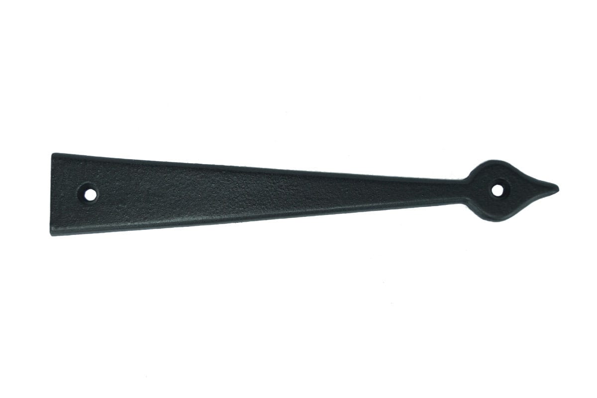 Faux strap hinges for shutters with spade tips
