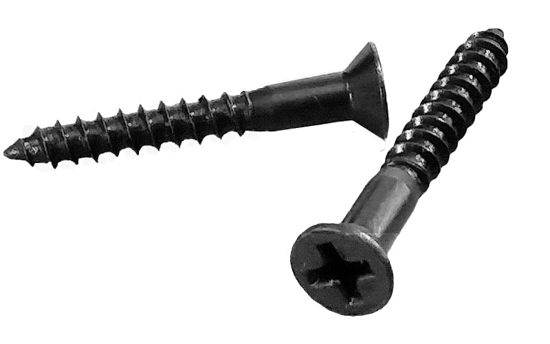 Flat Head # 8 x 1 1/4" Phillips / Self-tapping Wood Screws Black oxide finish -2screws - Wild West Hardware