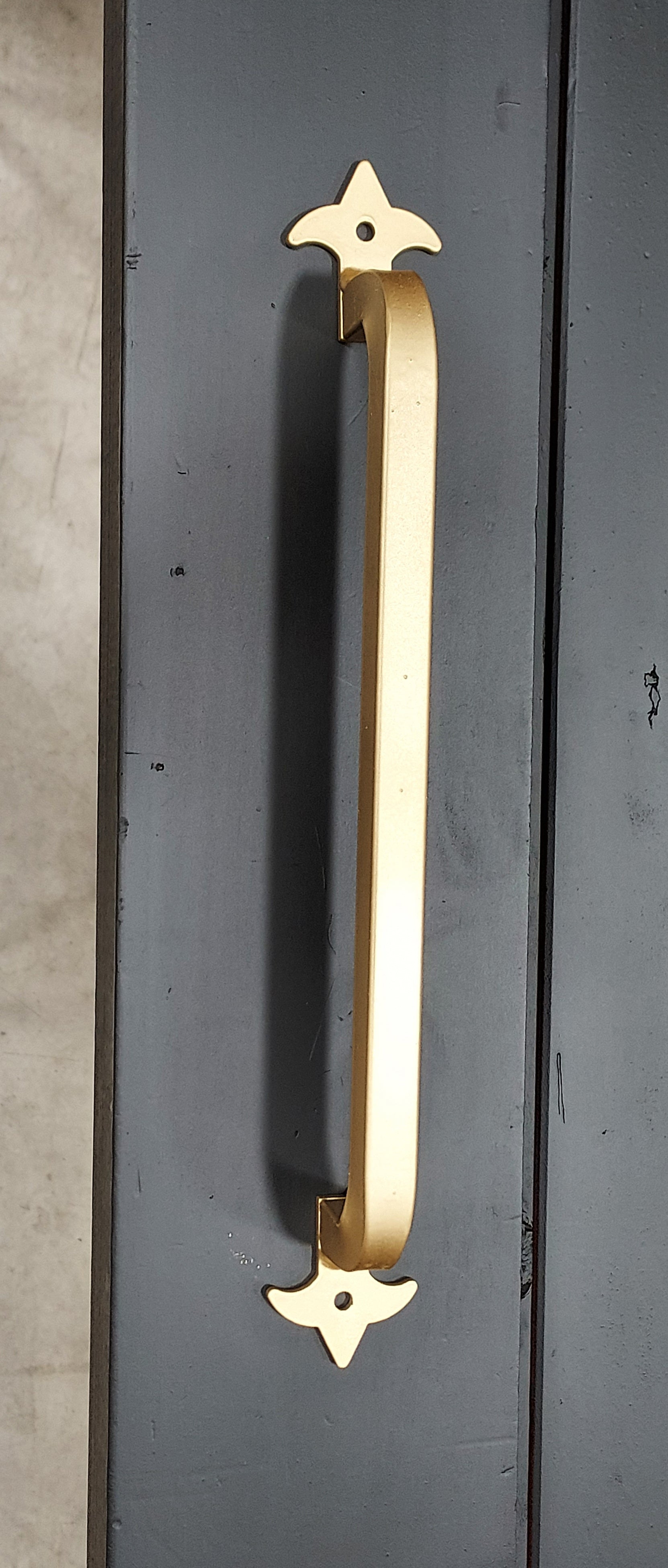 Gold Barn Door Handle - Fleur de Lis 5 - Wild West Hardware