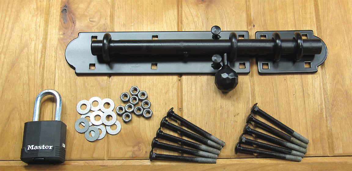 The "LOCKDOWN" Heavy Duty  Slide Bolt - double eyelet - with Lock - Wild West Hardware