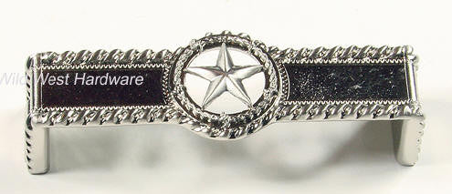 Star Drawer Pull w/ rope edge, Satin Nickel Finish - Wild West Hardware