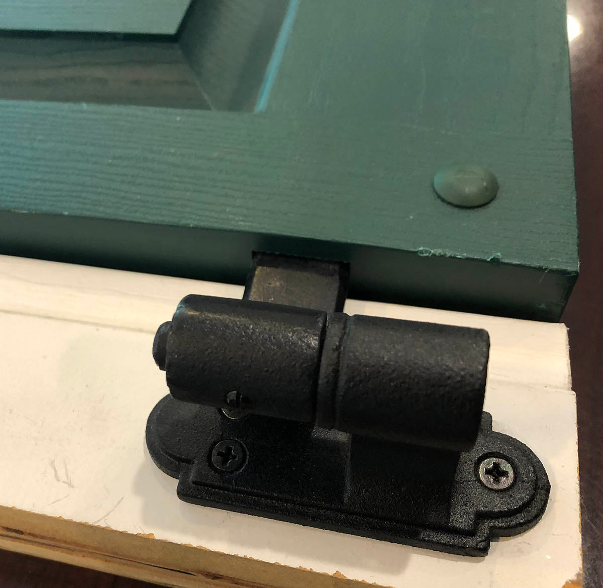 L Style Shutter Hinges - Faux NY Style - 4-1/2" Inch x 3-1/2" Inch - Cast Iron - Black Powder Coat - Sold in Pairs