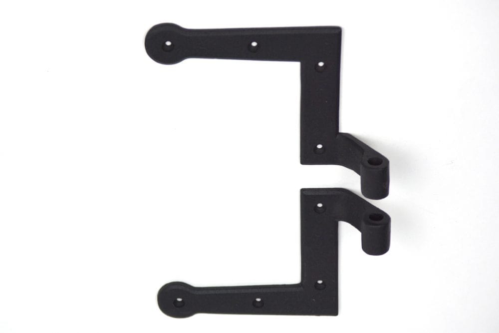 L Style Shutter Hinges - NY Style 2-1/4" Inch Offset - Cast Iron - Black Powder Coat - Right or Left Handing without Pintles - Sold in Pairs