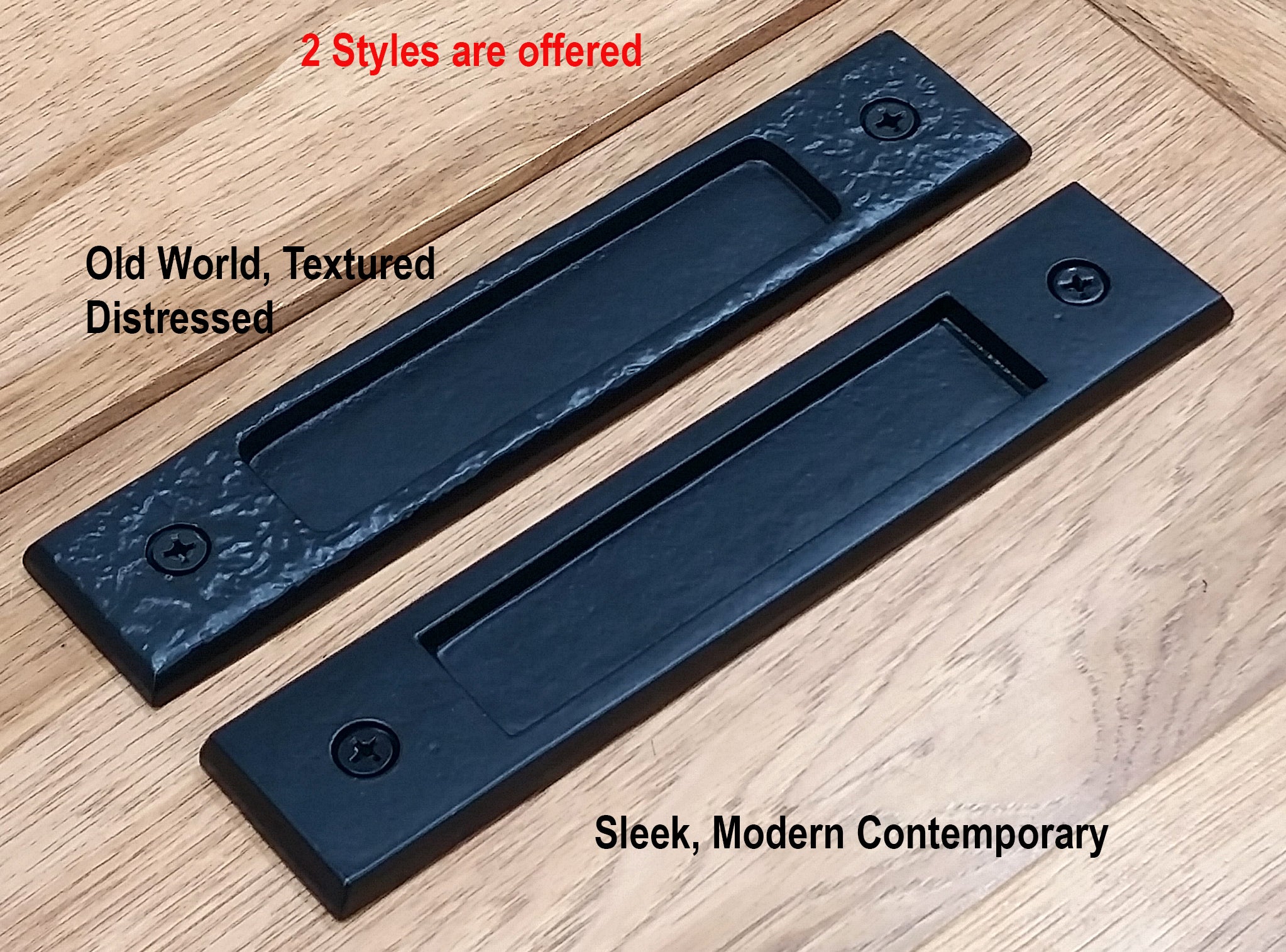 Two Styles of Large Flush Pull Handles - Finger Pull Handle - "Easy Mount" - Wild West Hardware