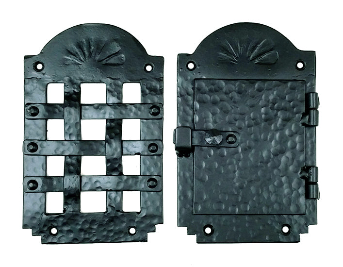 Speakeasy Grille, Peephole,  Iron Door Viewer, "Old Hacienda Style"  (2 pc. Iron Speakeasy Door Viewer Kit) - Wild West Hardware