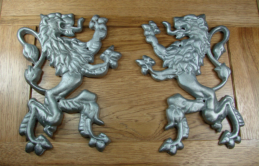 Pair of Rampant Lions Decorations - Black Powder Coat finish - Wild West Hardware
