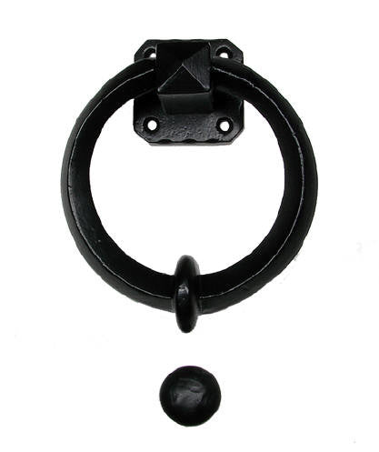 Ring Door Knocker with Small Square Backplate - Wild West Hardware