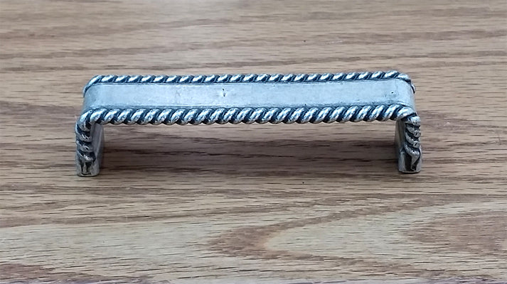 Drawer Pull w/ rope edge, Old Silver finish - Wild West Hardware