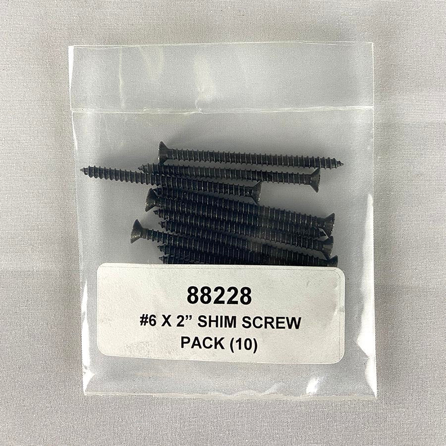 Shim Kit Screw Pack - #6 x 2&quot; Inch - Black Finish - Package of 10