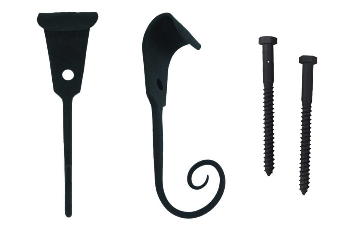 Shutter Dogs Tiebacks - Charleston with Lag, 7 Inch, Black Powder Coat