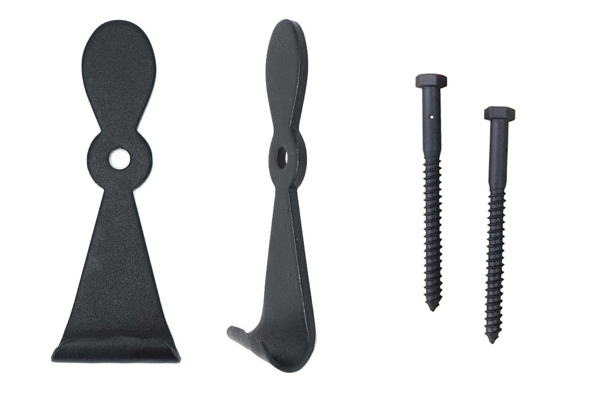 Shutter Dogs Tiebacks - Georgetown with Lag Small - 5-1/2 Inch - Black Powder Coat