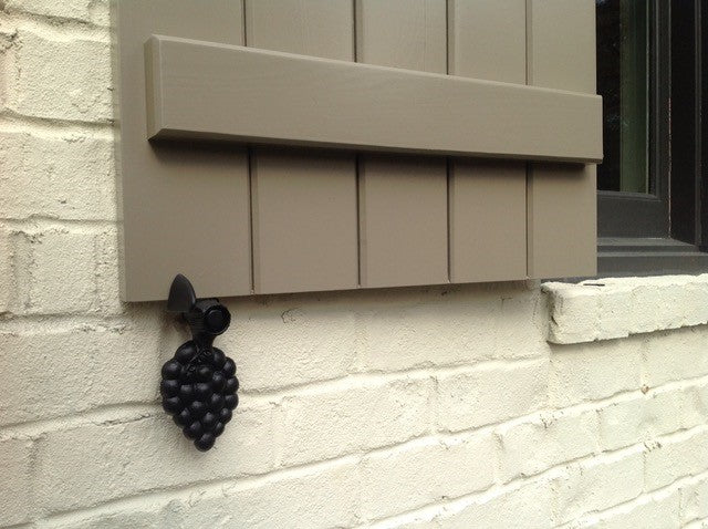 Shutter Dogs Tiebacks - Grape with Lag, 6-14 Inch, Black Powder Coat