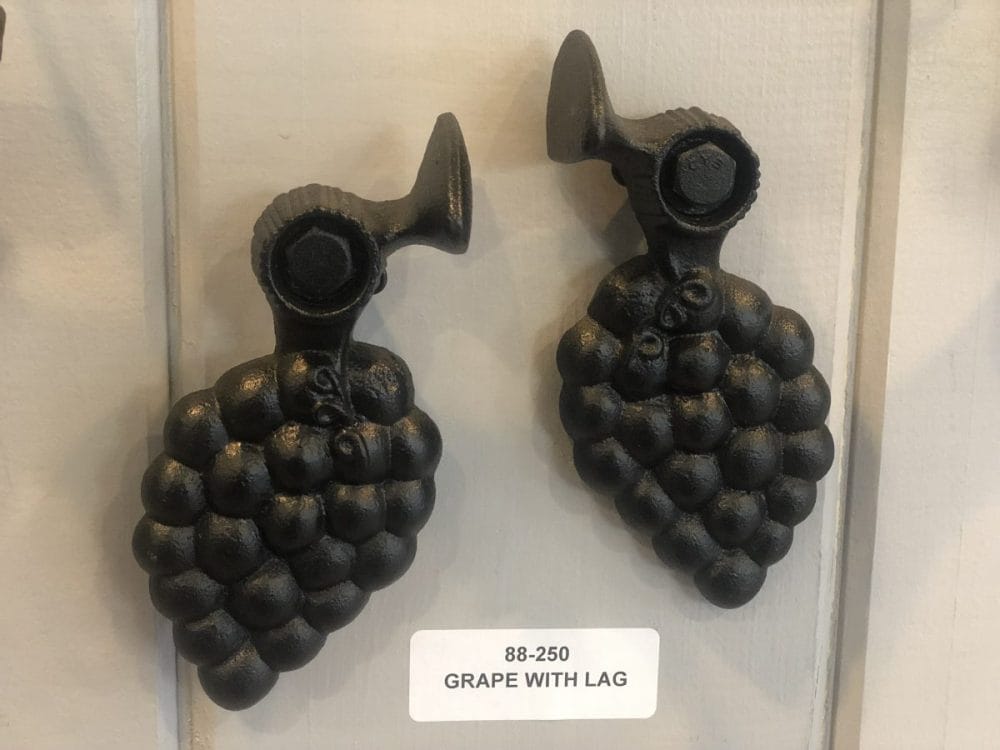 Shutter Dogs Tiebacks - Grape with Lag, 6-14 Inch, Black Powder Coat