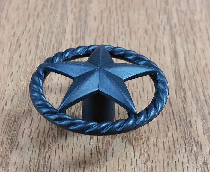 Single Star Knob with Rope Edge, Oil Rubbed Bronze finish - Wild West Hardware