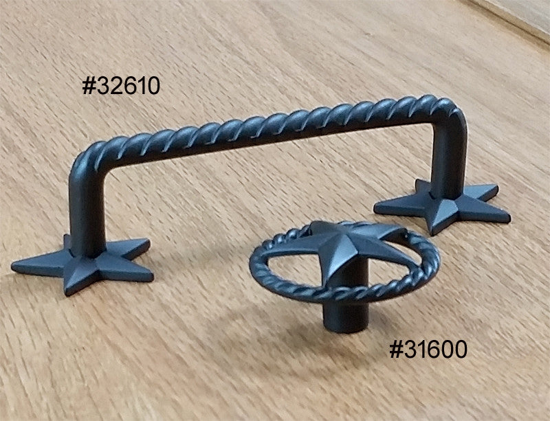 Single Star Knob with Rope Edge, Oil Rubbed Bronze finish - Wild West Hardware