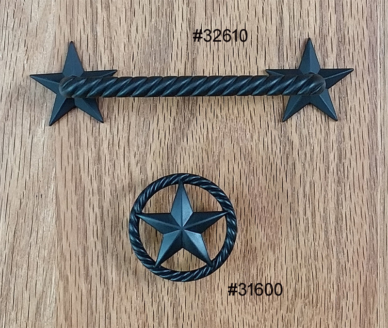 Single Star Knob with Rope Edge, Oil Rubbed Bronze finish - Wild West Hardware