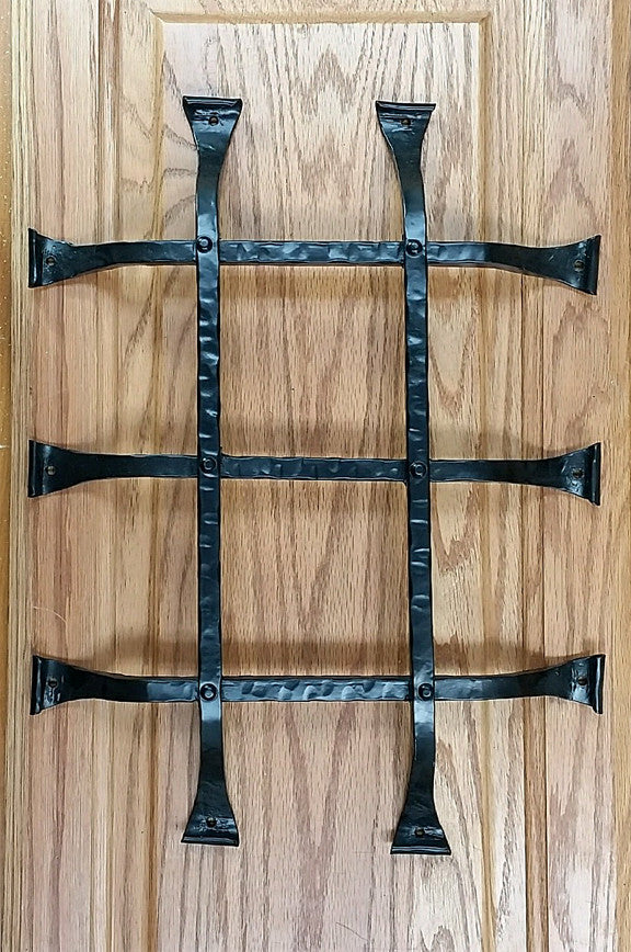 Premium CURL tip Speakeasy Grille  - Size: 12" x 16"  5 Bars, Black Powder Coat finish - Wild West Hardware