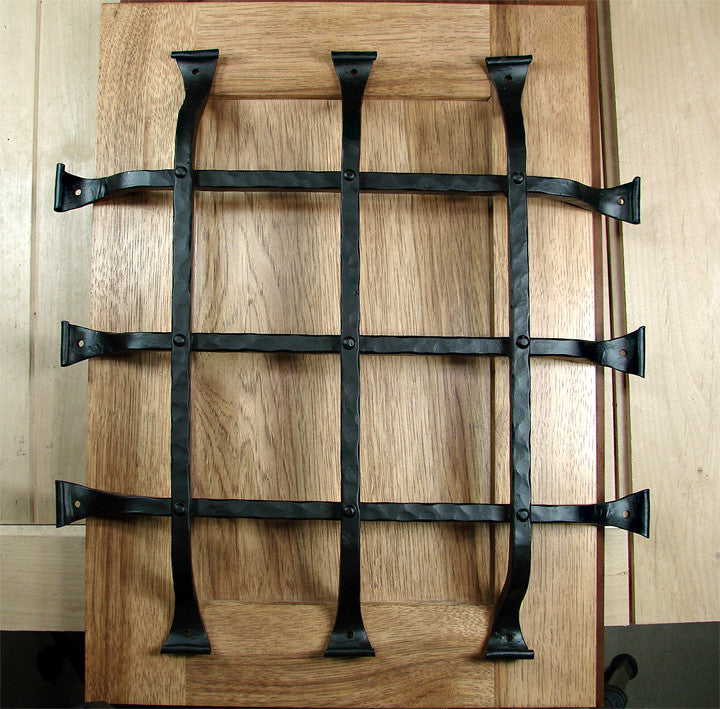 Premium Curled Tip Speakeasy Grille  - Size: 16" x 16"  6 Bars, Black Powder Coat finish - Wild West Hardware