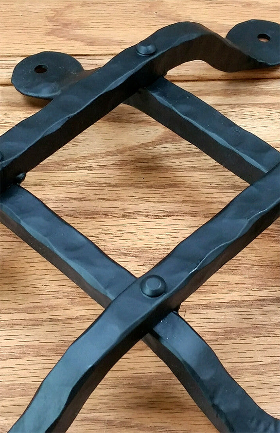 Premium Flat Tipped Speakeasy Grille  - Size: 12" x 12"  4 Bars, Black Powder Coat finish - Wild West Hardware