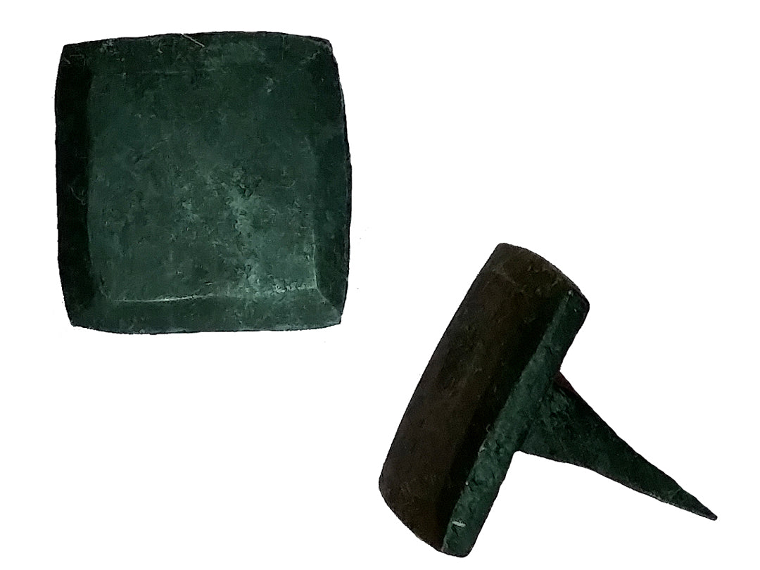 Hand-forged Iron Square Flat Clavos 1 1/4" x 1 1/4" oil blackened - Wild West Hardware