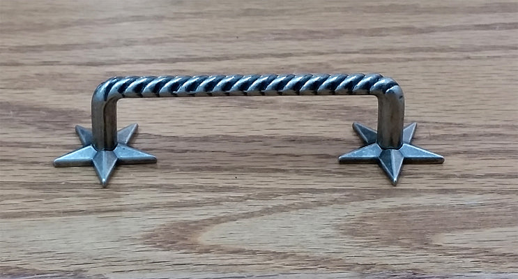 2 Star Drawer Pull-Old Silver finish - Wild West Hardware