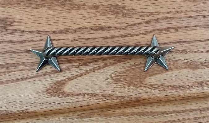 2 Star Drawer Pull-Old Silver finish - Wild West Hardware