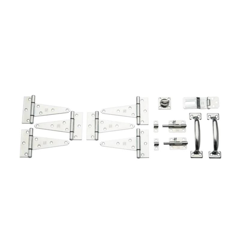 Storage shed barn door kit in zinc