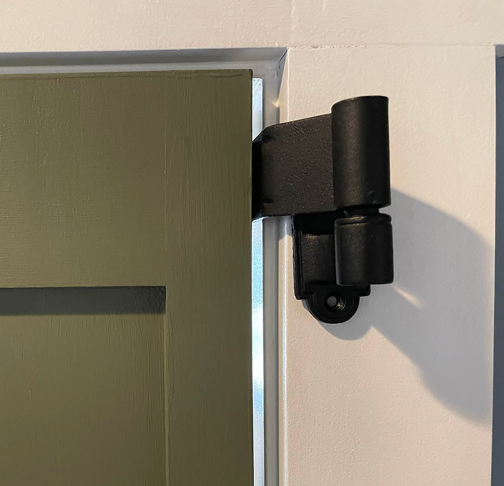 Strap Hinge for Shutters - Show Me Style - Circle Tip - 12" Inch - 1-1/2" Inch Offset - Black Powder Coat - Sold Individually