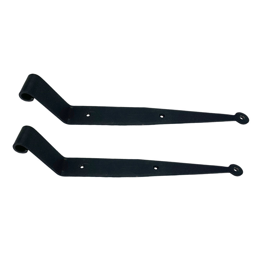 Strap Hinges for Shutters - Circle Tip - 12&quot; Inch - Multiple Offsets Available without Pintles - Black Powder Coat Finish - Sold in Pairs