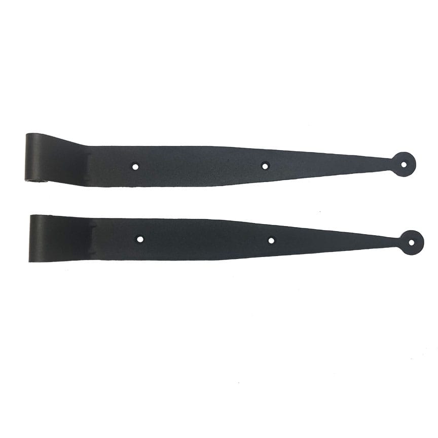Strap hinges for shutters without pintles