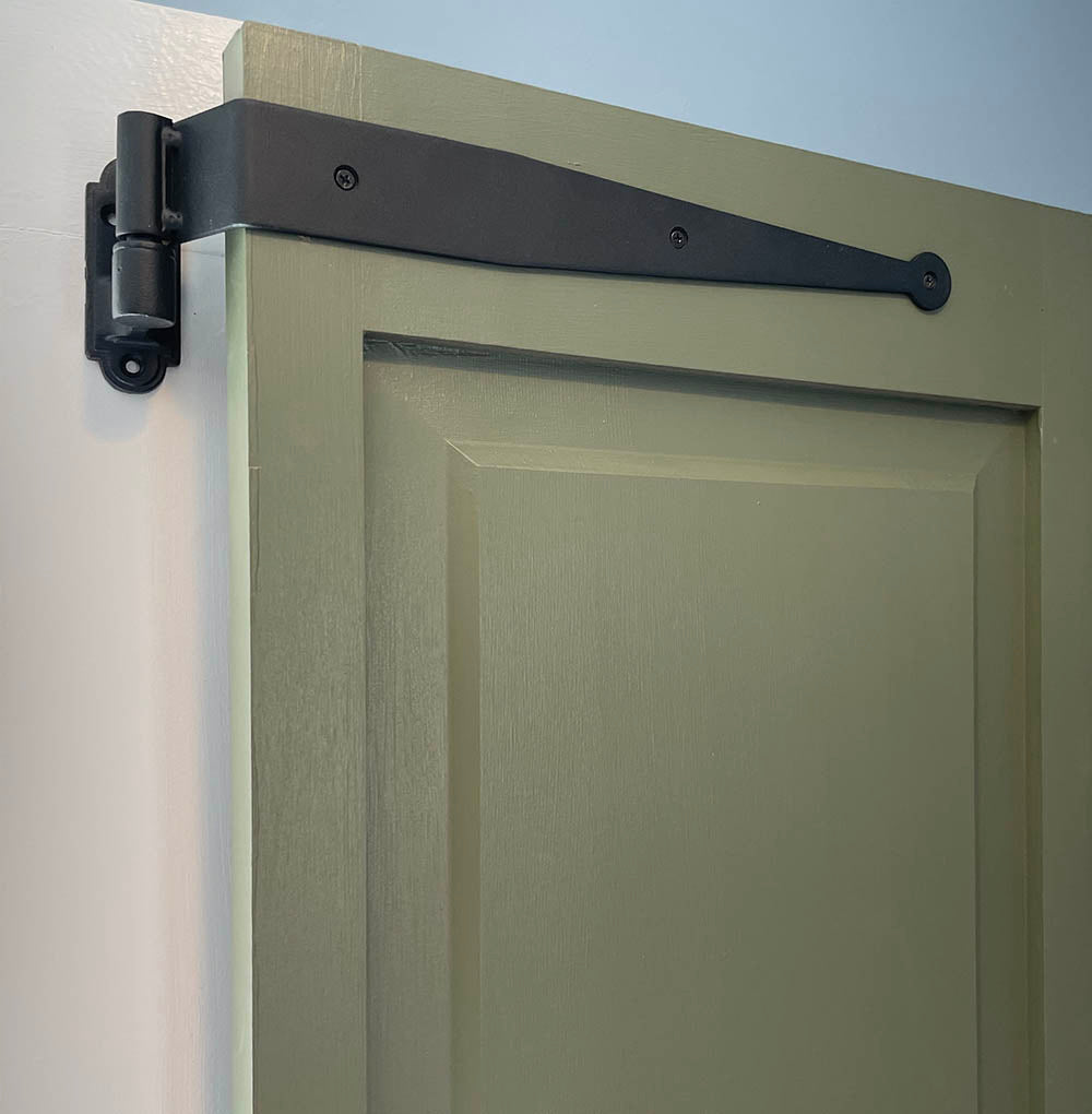 Strap Hinges for Shutters - Show Me Style - Circle Tip - 12" Inch - Minimal Offset without Pintles - Black Powder Coat - Sold in Pairs
