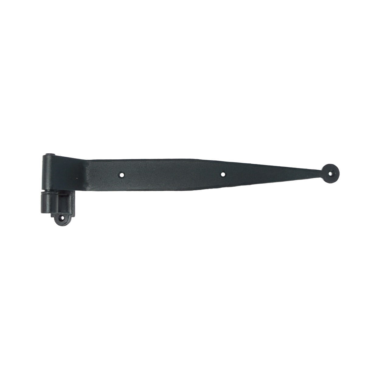 Strap Hinge for Shutters - Circle Tip - 12&quot; Inch - Multiple Offsets Available - Black Powder Coat Finish - Sold Individually